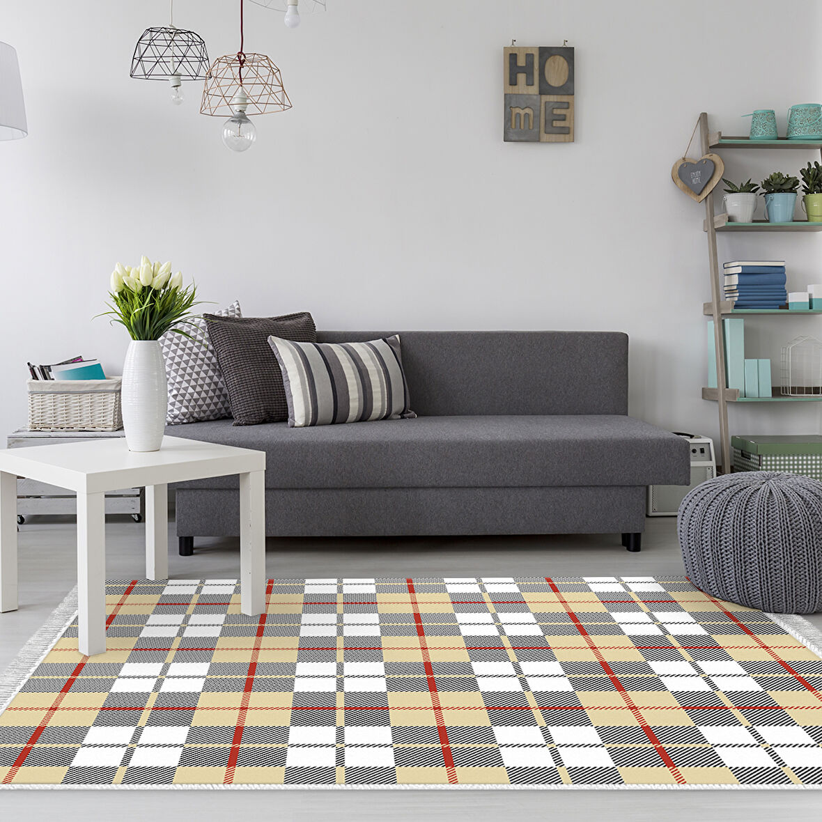 Dekoreko Kaymaz Taban Djt Salon Halısı Star Pamuk Saçaklı Modern 750