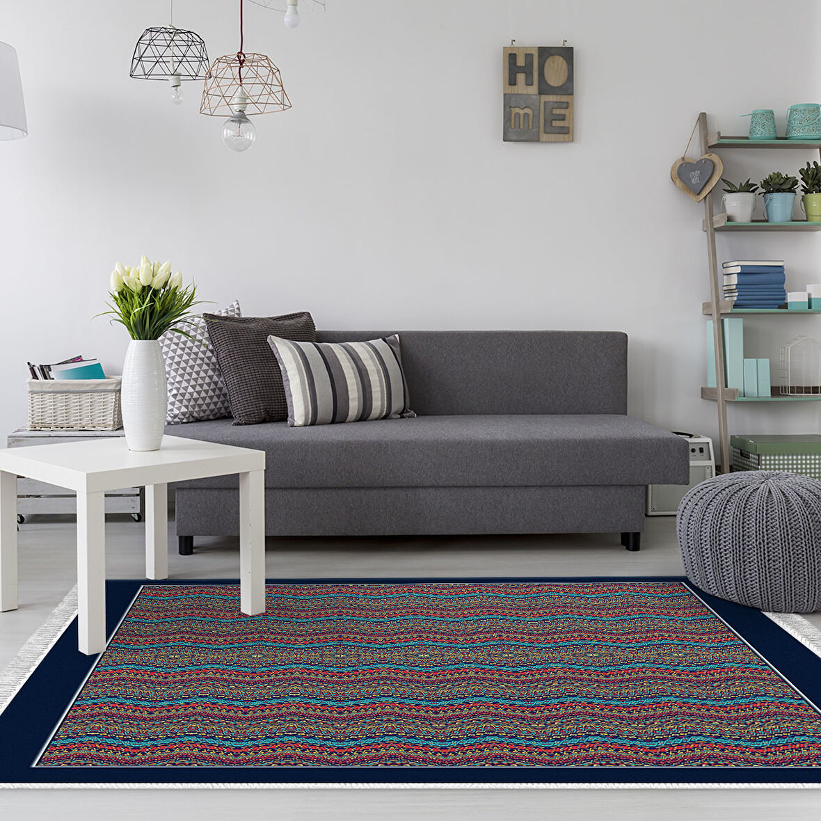 Dekoreko Kaymaz Taban Djt Salon Halısı Trend Saçaklı Modern 1935