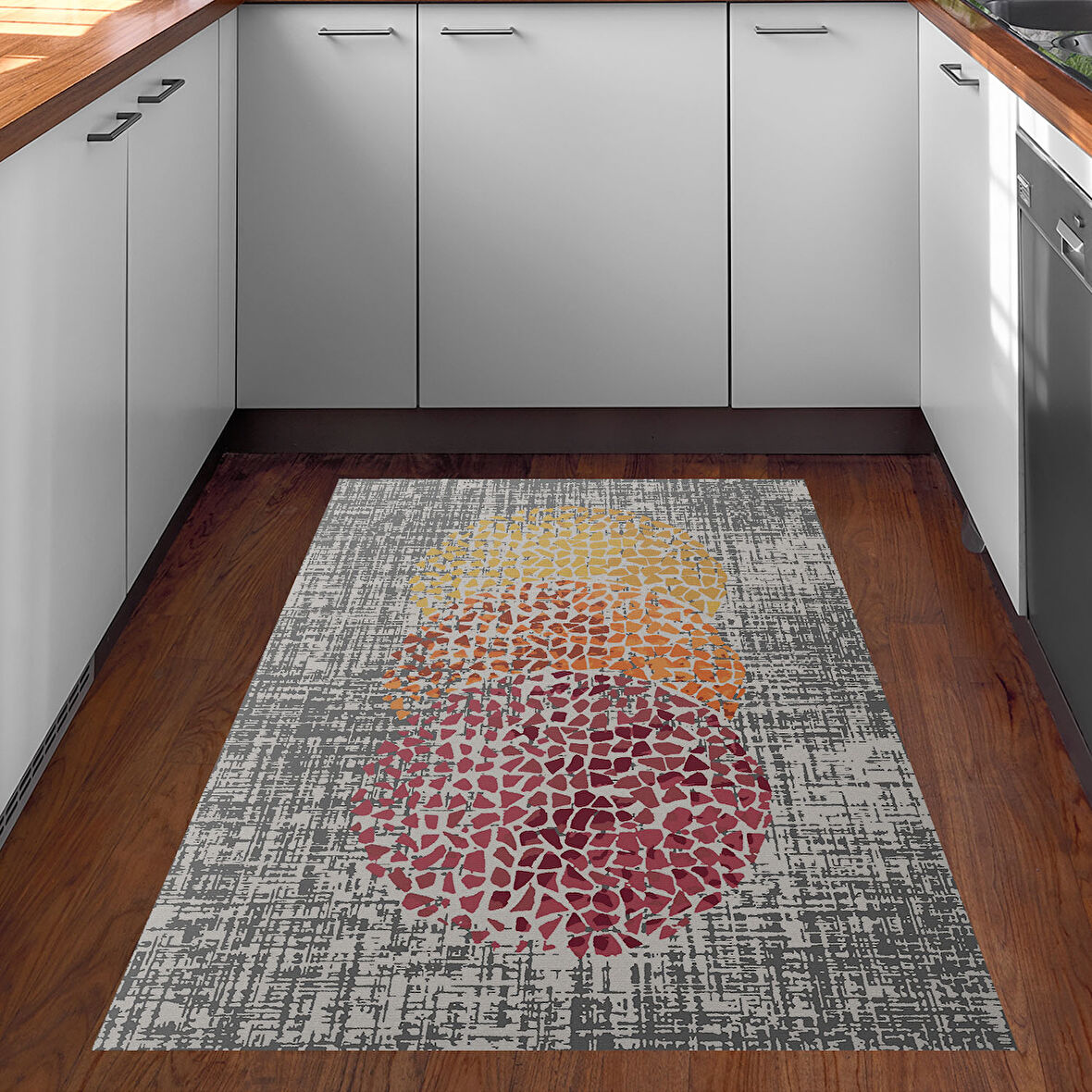 Dekoreko Kaymaz Taban Djt Mutfak Halısı Yıldız Deri Modern E4052