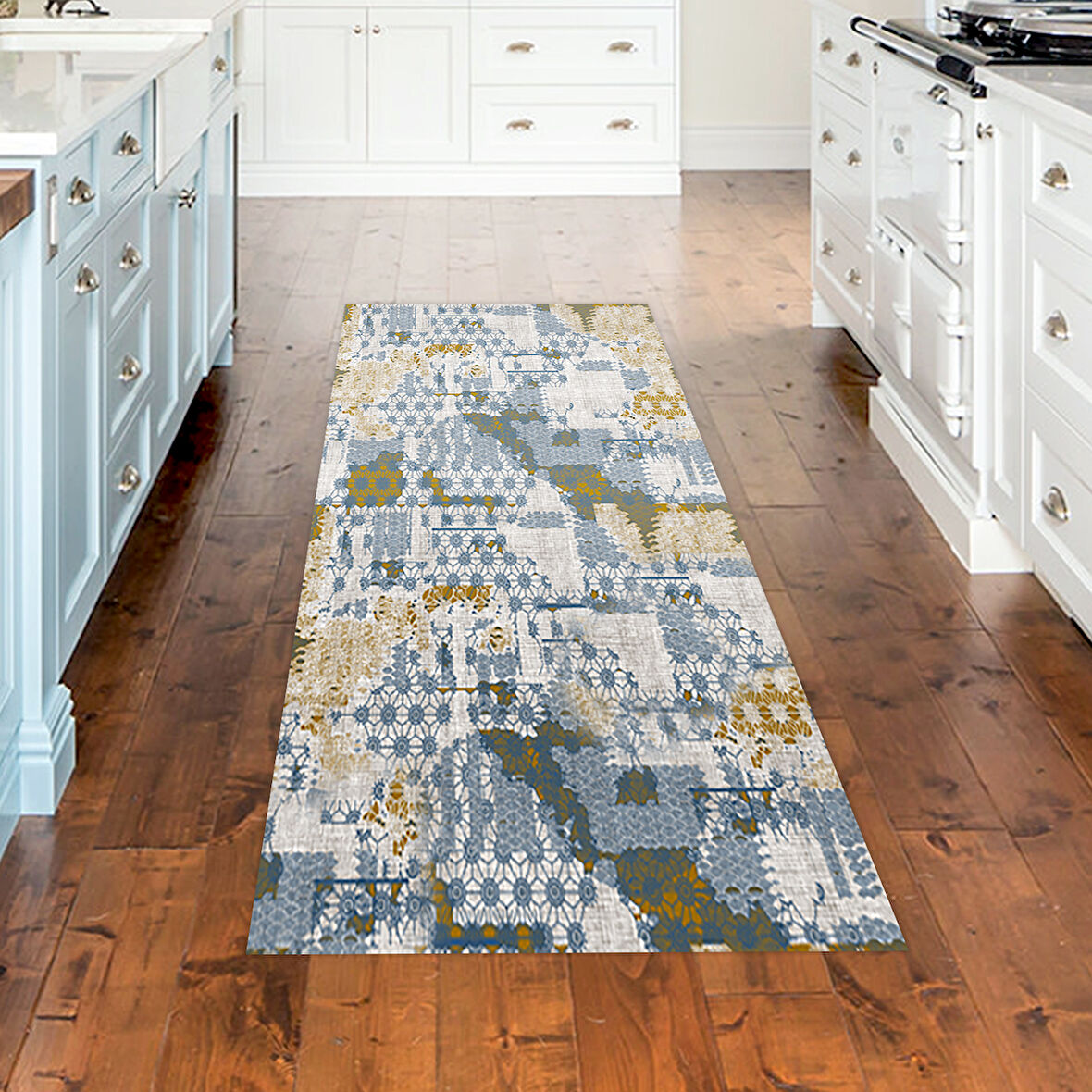 Dekoreko Kaymaz Taban Djt Mutfak Halısı Yıldız Deri Modern M5015