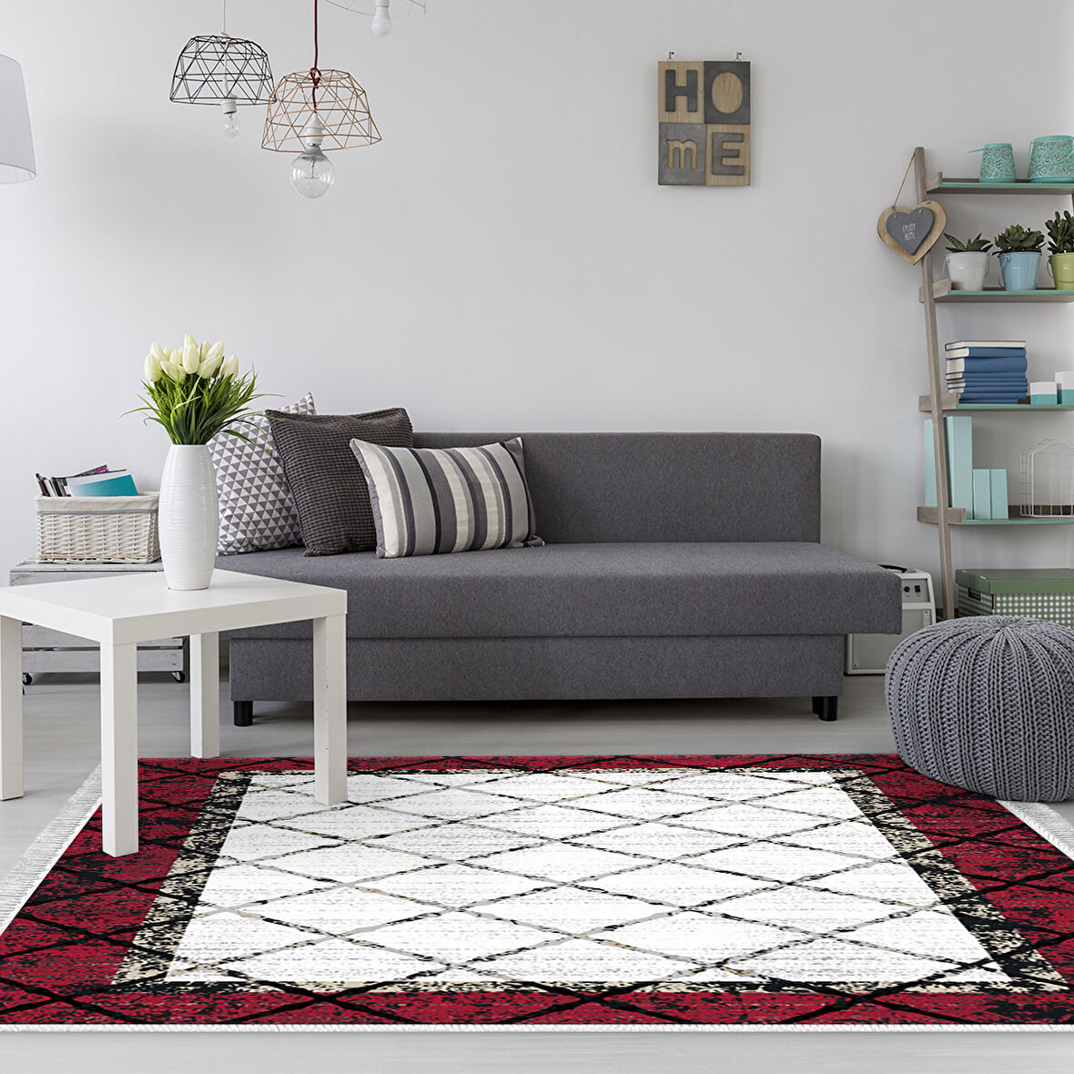 Dekoreko Kaymaz Taban Djt Salon Halısı Trend Saçaklı Modern M5129