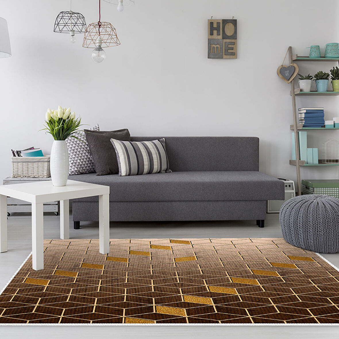 Dekoreko Kaymaz Taban Djt Salon Halısı Yıldız Deri Modern 719