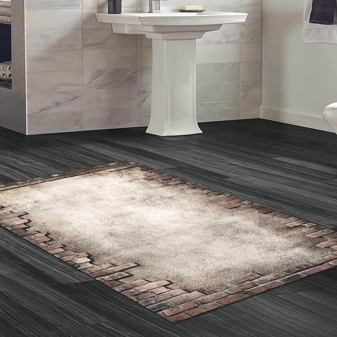 Dekoreko Kaymaz Taban Djt Banyo Halısı Star Pamuk Modern F5049