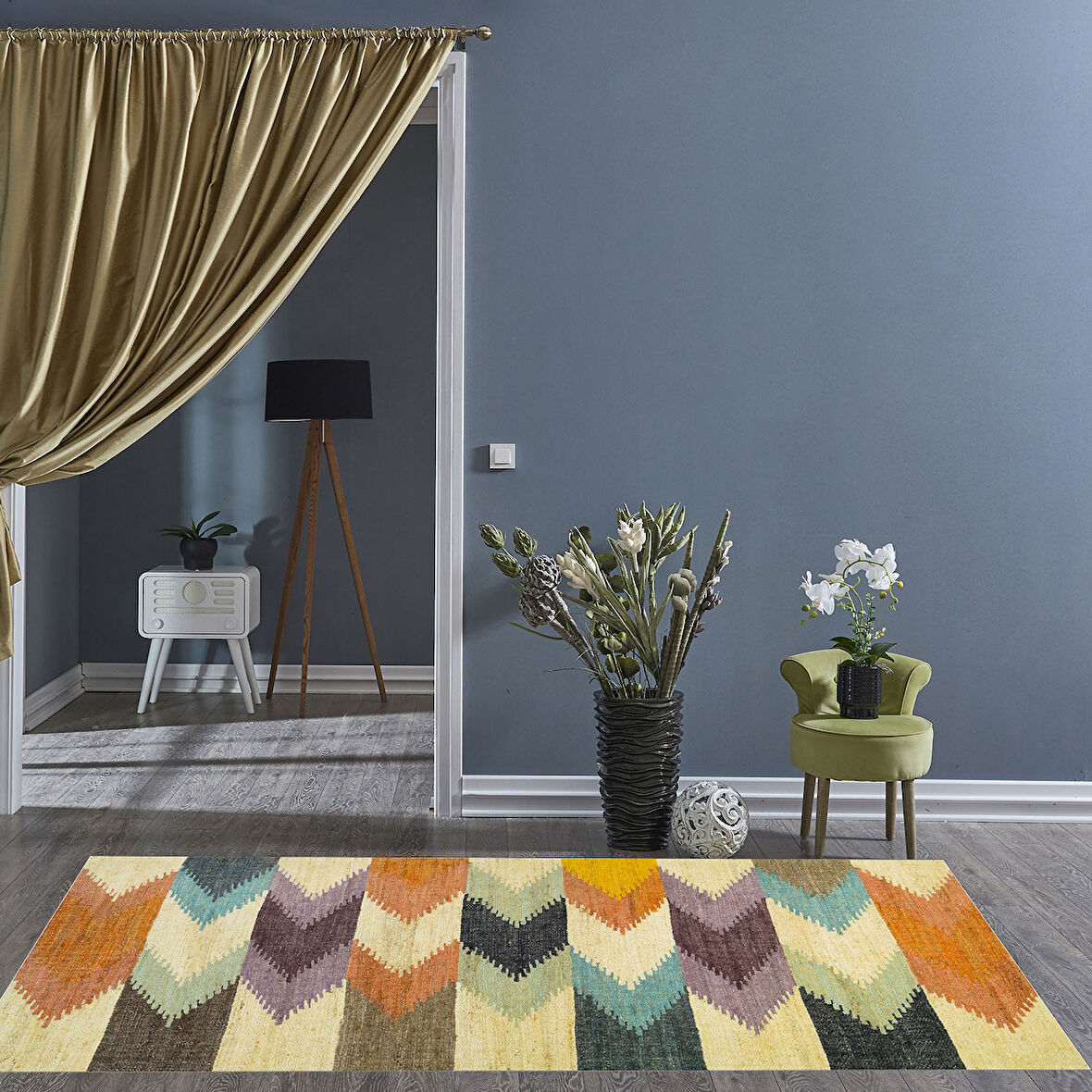 Dekoreko Kaymaz Taban Djt Salon Halısı Star Pamuk Modern 629M