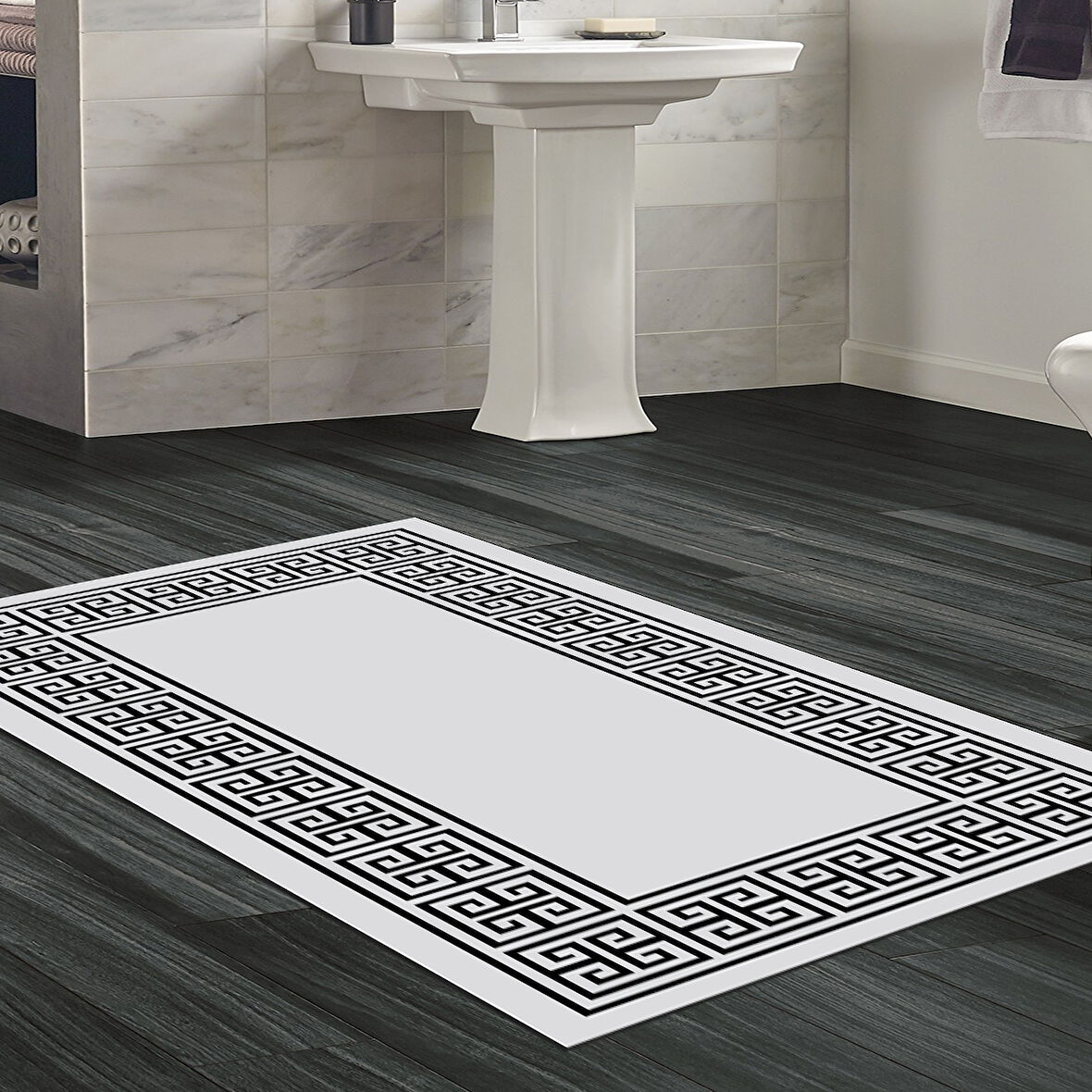 Dekoreko Kaymaz Taban Djt Banyo Halısı Yıldız Deri Modern 608M