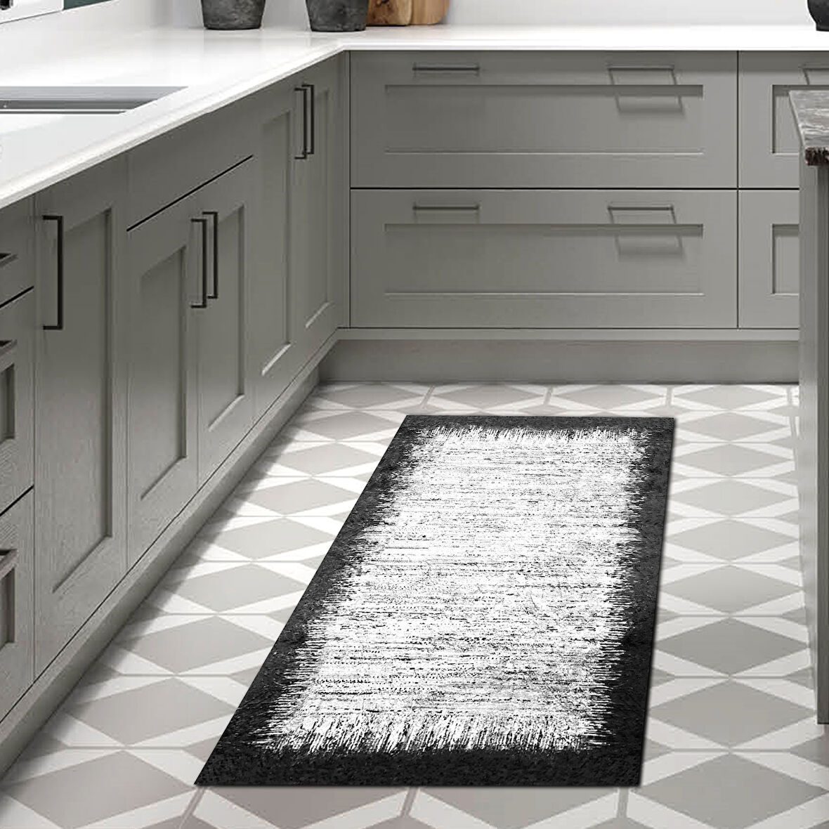 Dekoreko Kaymaz Taban Djt Mutfak Halısı Star Pamuk Modern 1342