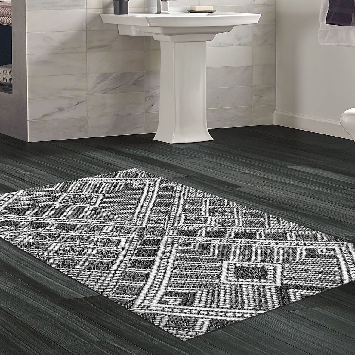 Dekoreko Kaymaz Taban Djt Banyo Halısı Yıldız Deri Modern 2029