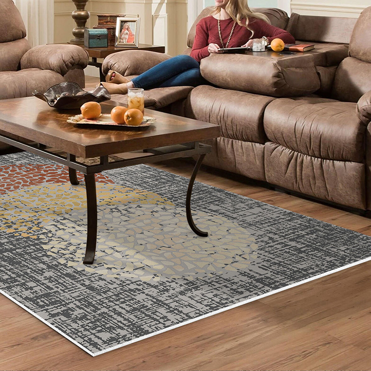 Dekoreko Kaymaz Taban Djt Salon Halısı Trend Modern E4052