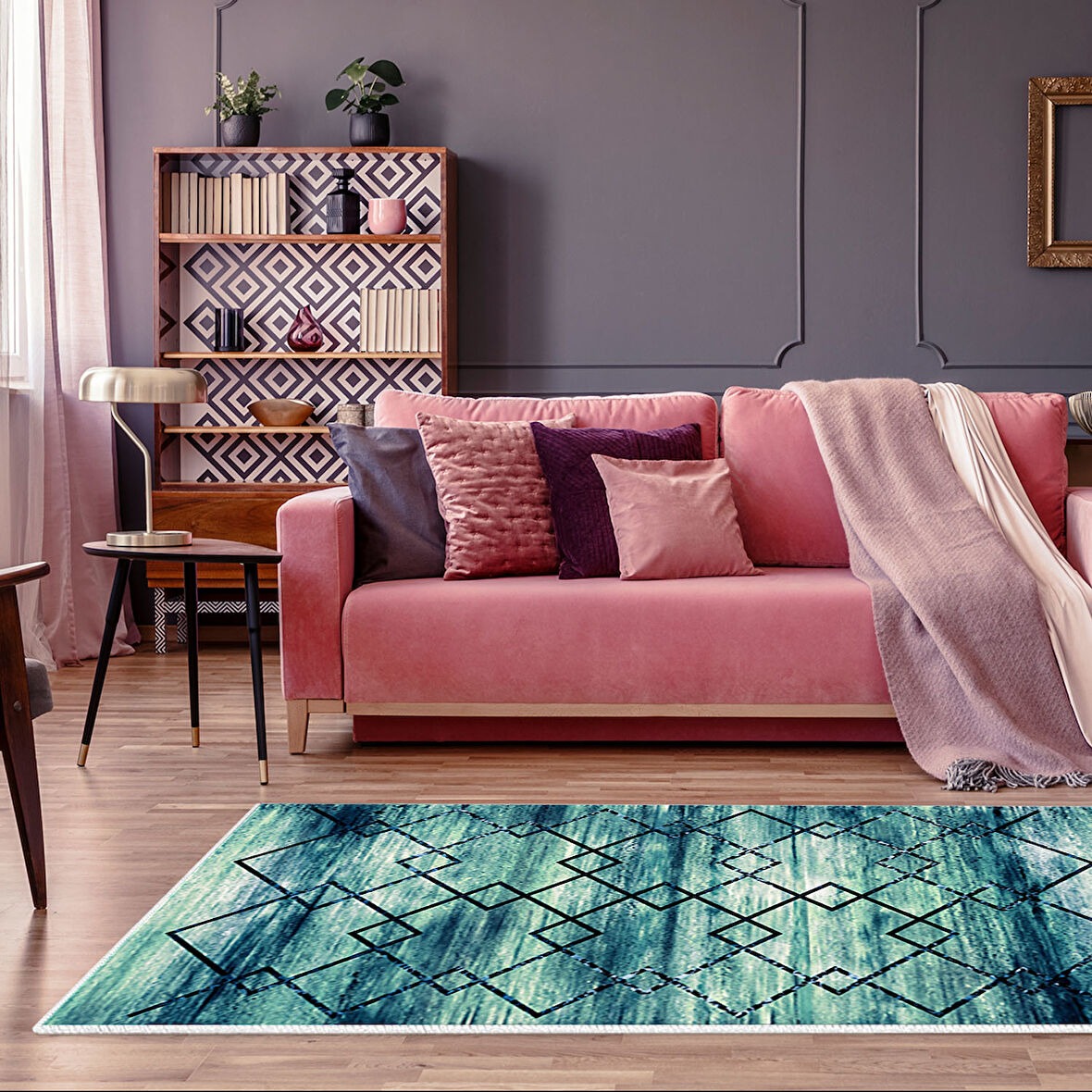 Dekoreko Kaymaz Taban Djt Salon Halısı Star Pamuk Modern M5006