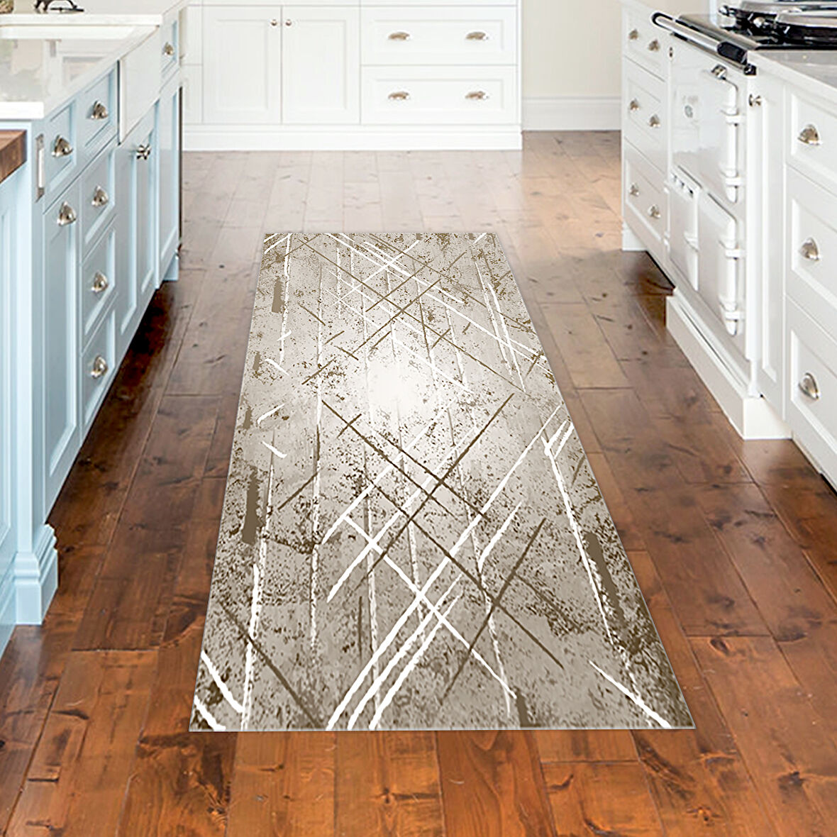 Dekoreko Kaymaz Taban Djt Mutfak Halısı Yıldız Deri Modern M5003