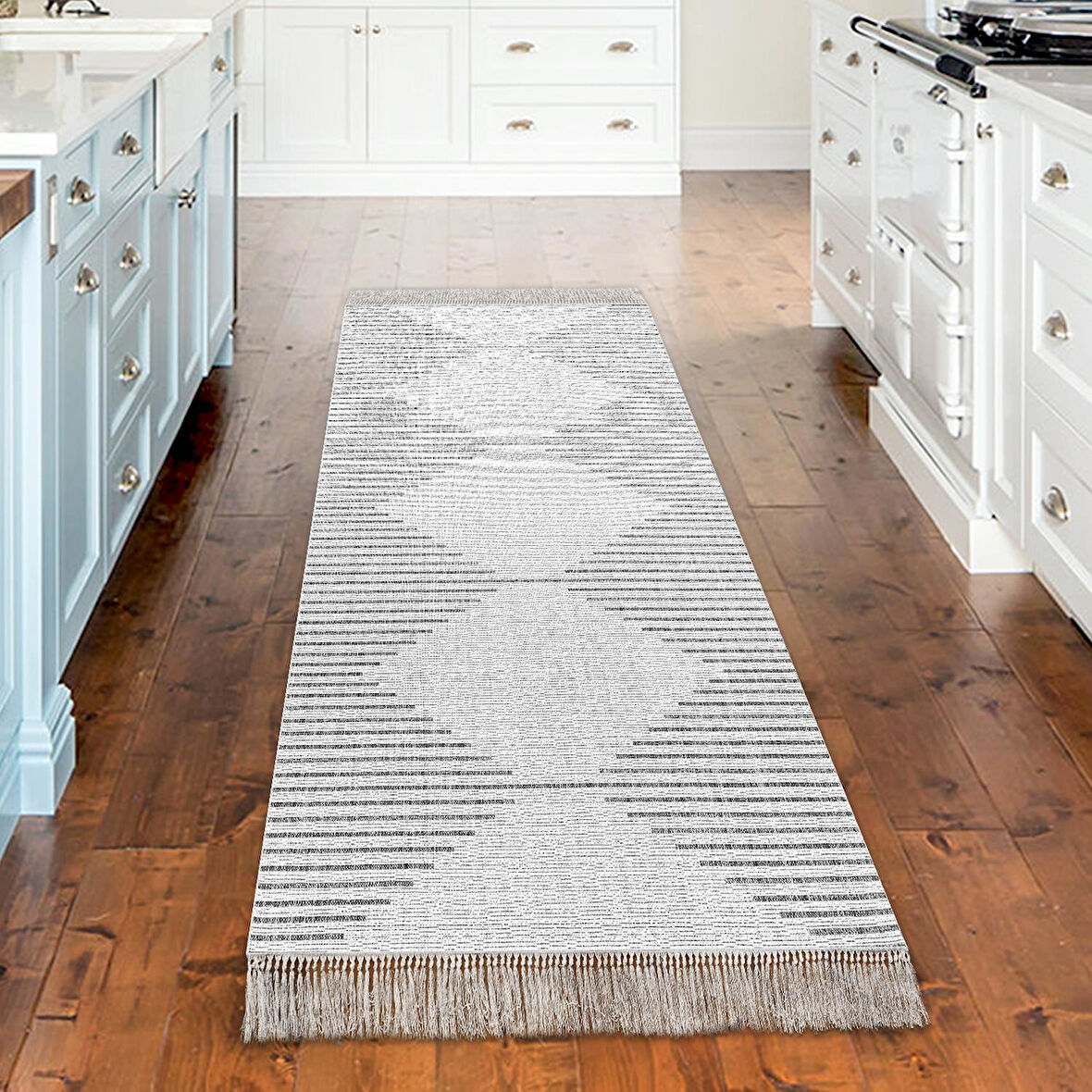 Dekoreko Kaymaz Taban Djt Mutfak Halısı Trend Saçaklı İskandinav F5085