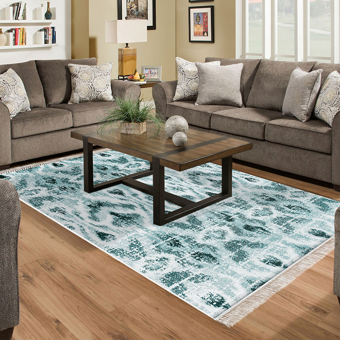 Dekoreko Kaymaz Taban Djt Salon Halısı Star Pamuk Saçaklı İskandinav F5136