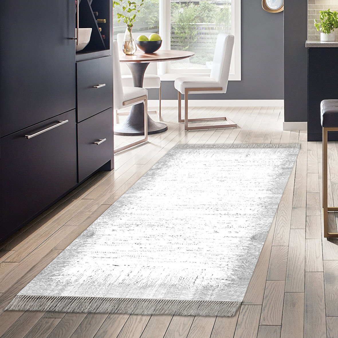 Dekoreko Kaymaz Taban Djt Mutfak Halısı Yıldız Deri Saçaklı Modern 1342