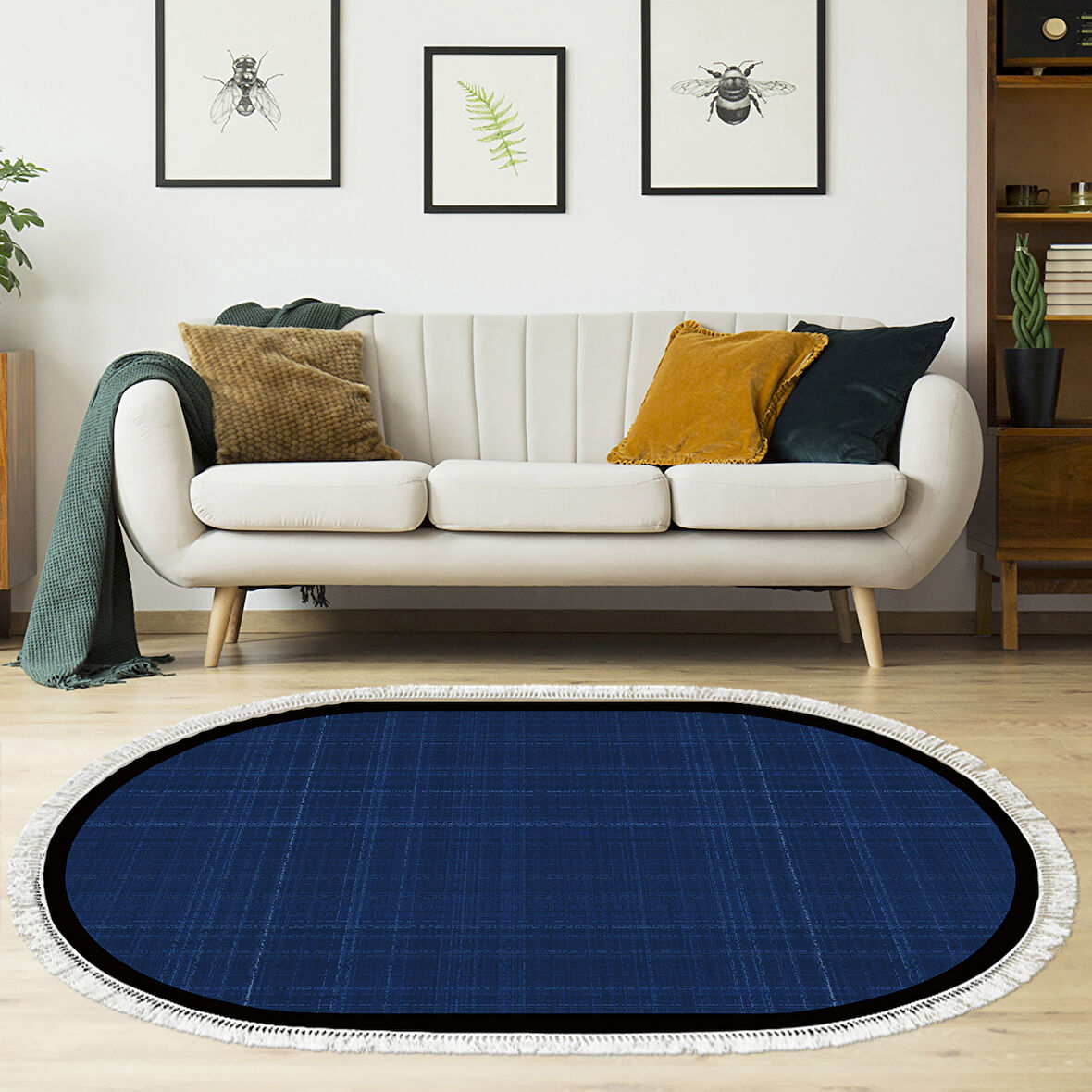 Alanur Home Kaymaz Taban Djt Banyo Mutfak Salon Halı Yıldız Deri Saçaklı Oval Dokuma Desen E5007