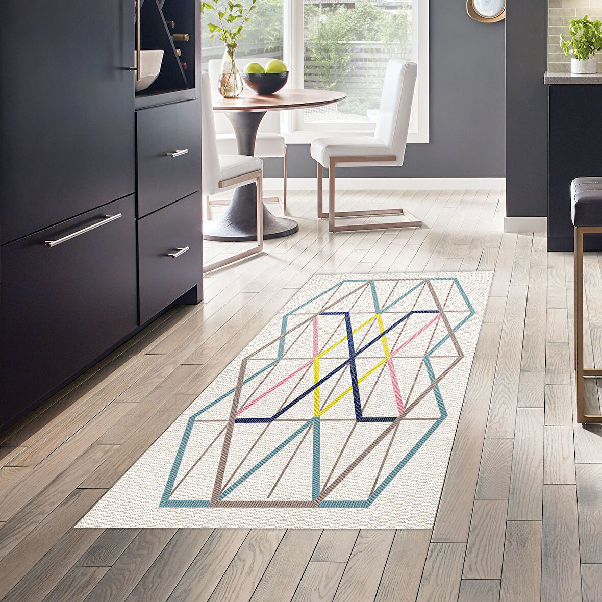 Dekoreko Kaymaz Taban Djt Mutfak Halısı Yıldız Deri Modern P1525