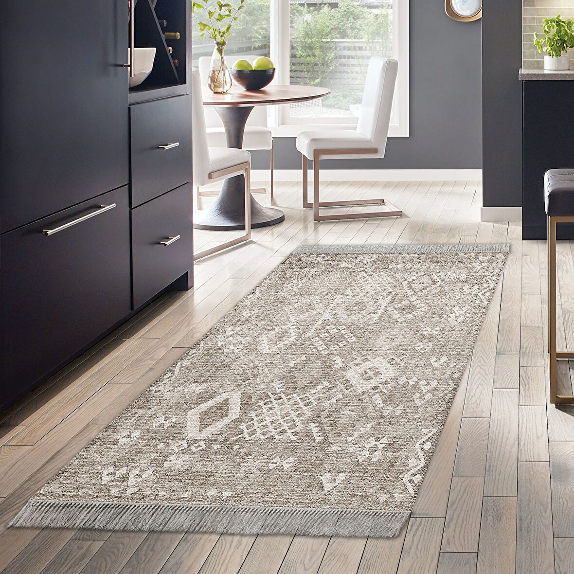 Dekoreko Kaymaz Taban Djt Mutfak Halısı Trend Saçaklı İskandinav F5137