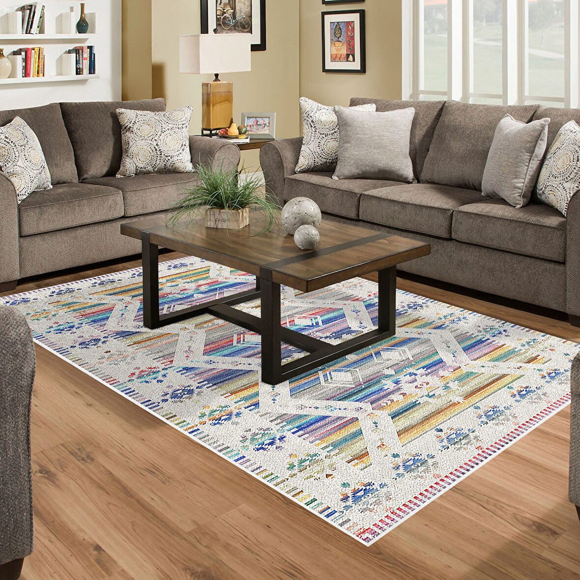 Dekoreko Kaymaz Taban Djt Salon Halısı Star Pamuk İskandinav F5014