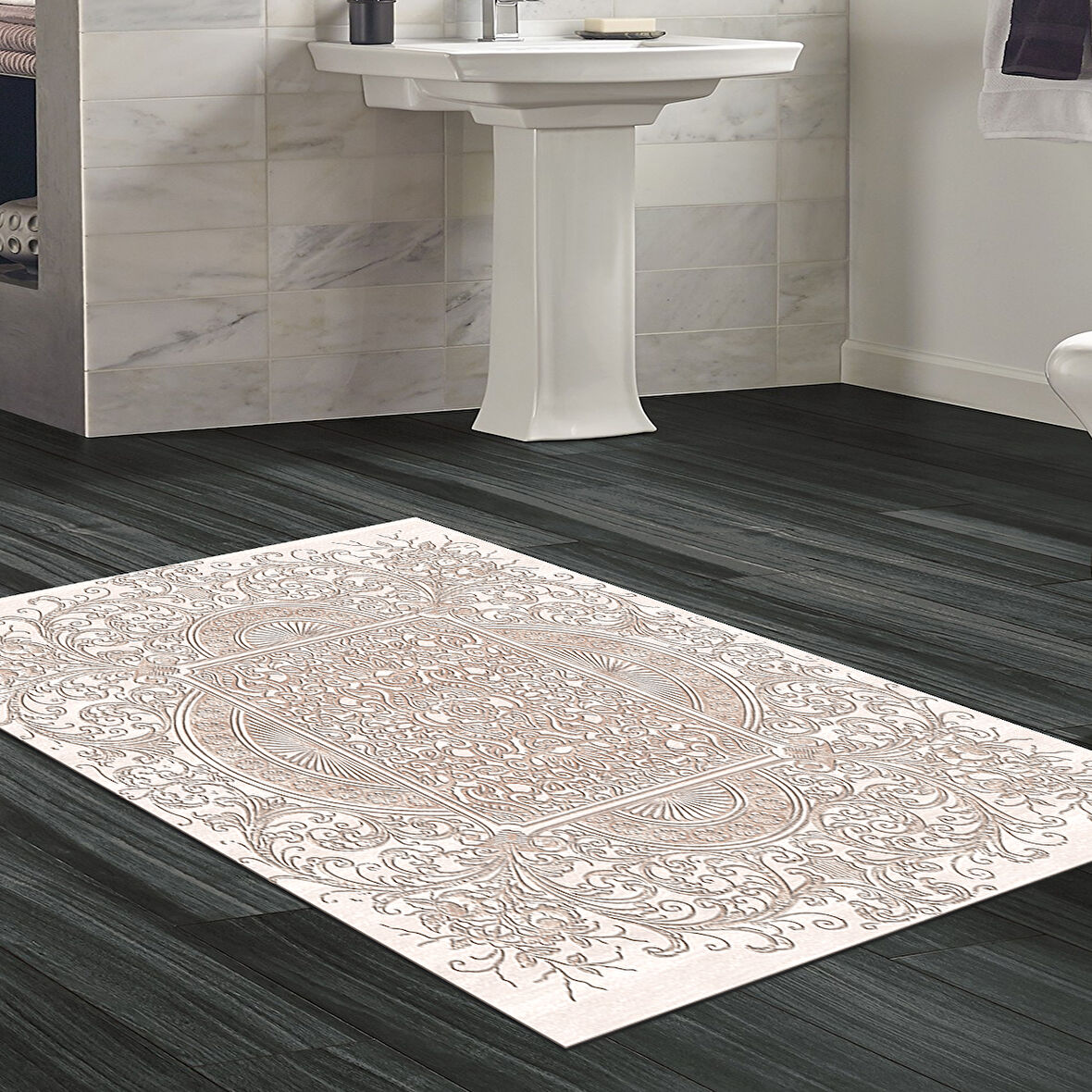 Dekoreko Kaymaz Taban Djt Banyo Halısı Star Pamuk Modern 1488