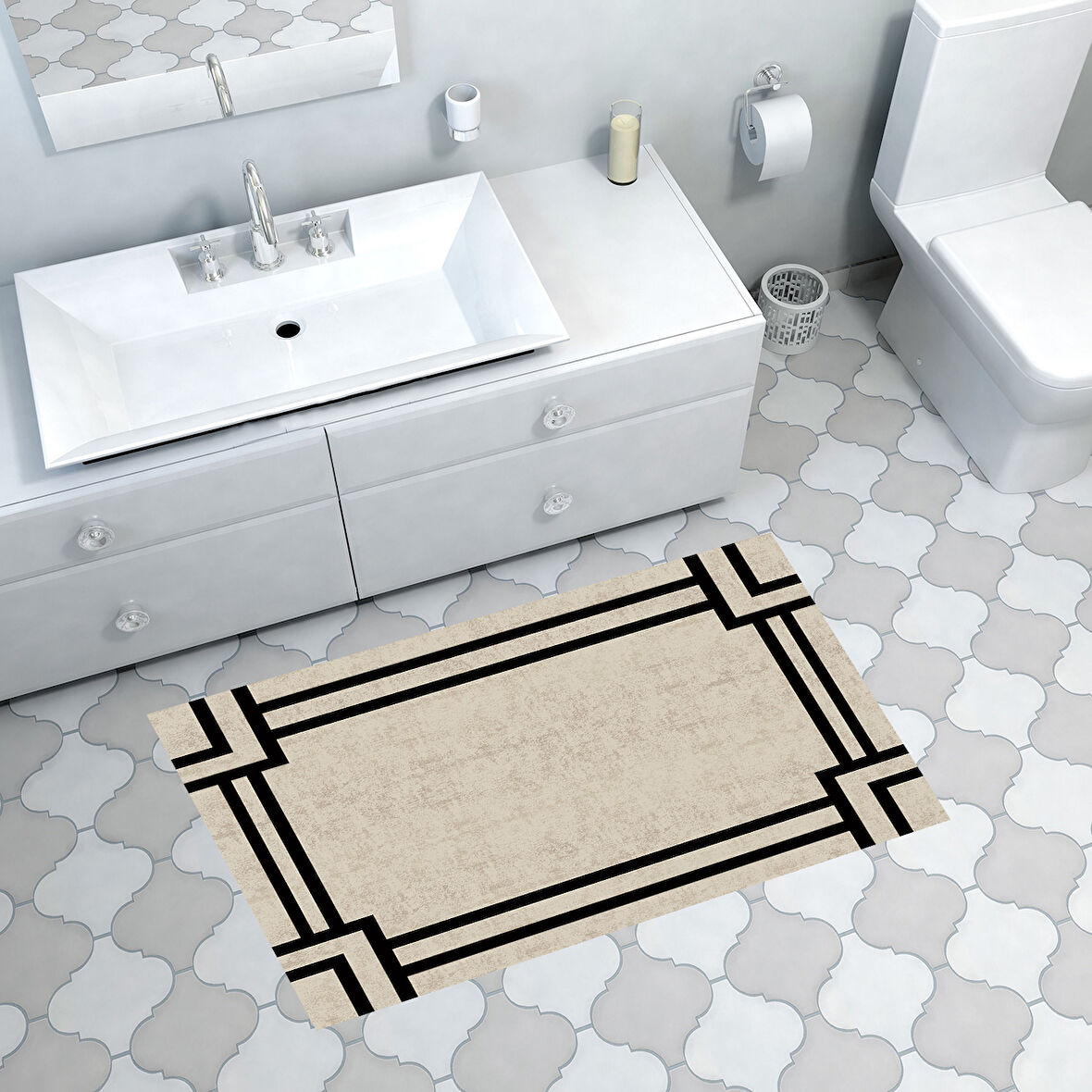 Dekoreko Kaymaz Taban Djt Banyo Halısı Trend Modern 1920