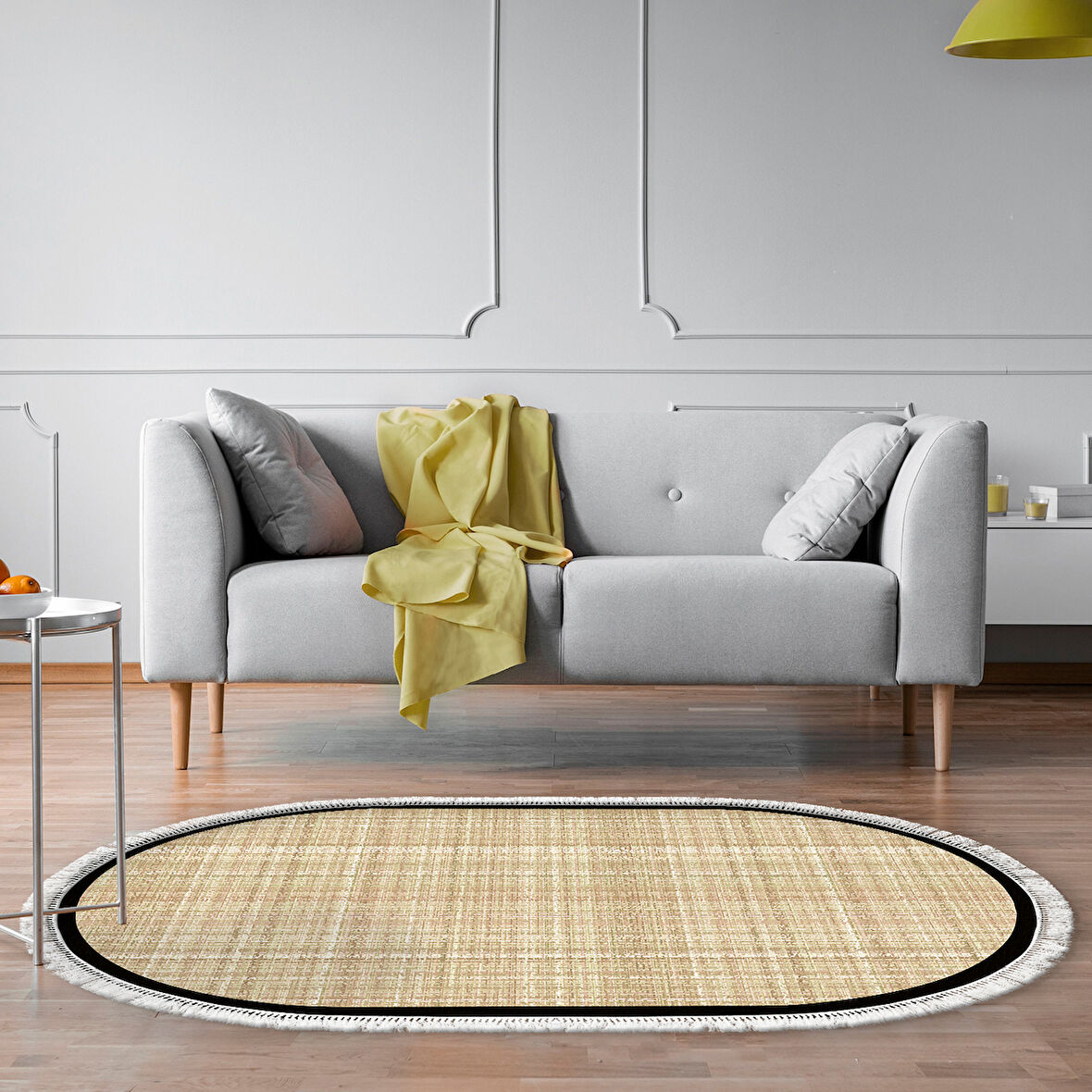 Alanur Home Kaymaz Taban Djt Banyo Mutfak Salon Halı Yıldız Deri Saçaklı Oval Dokuma Desen E5007