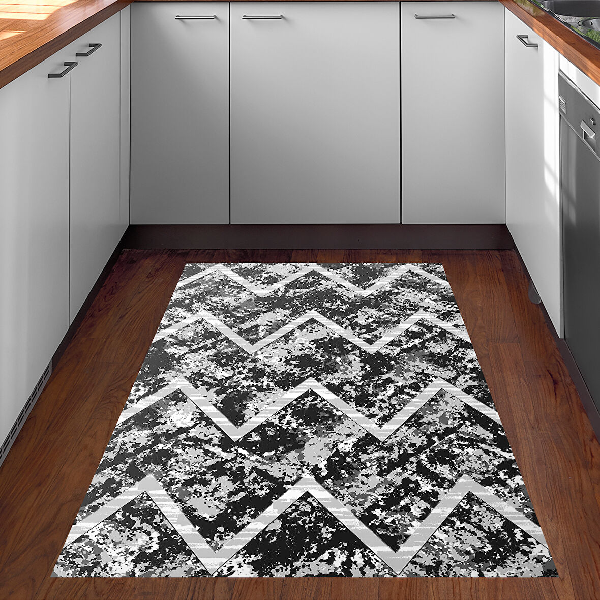 Dekoreko Kaymaz Taban Djt Mutfak Halısı Star Pamuk İskandinav F5128