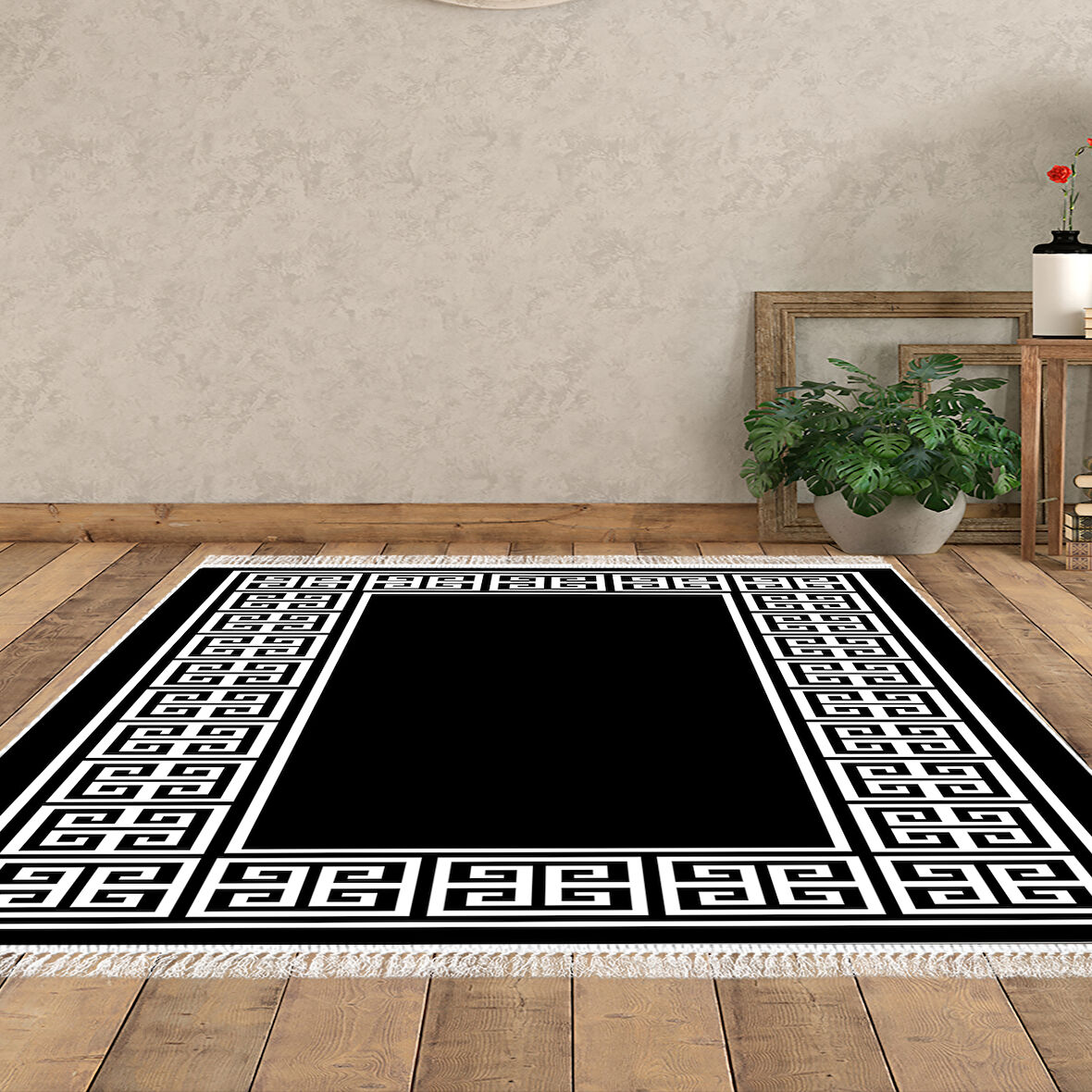 Dekoreko Kaymaz Taban Djt Salon Halısı Trend Saçaklı Modern 608M