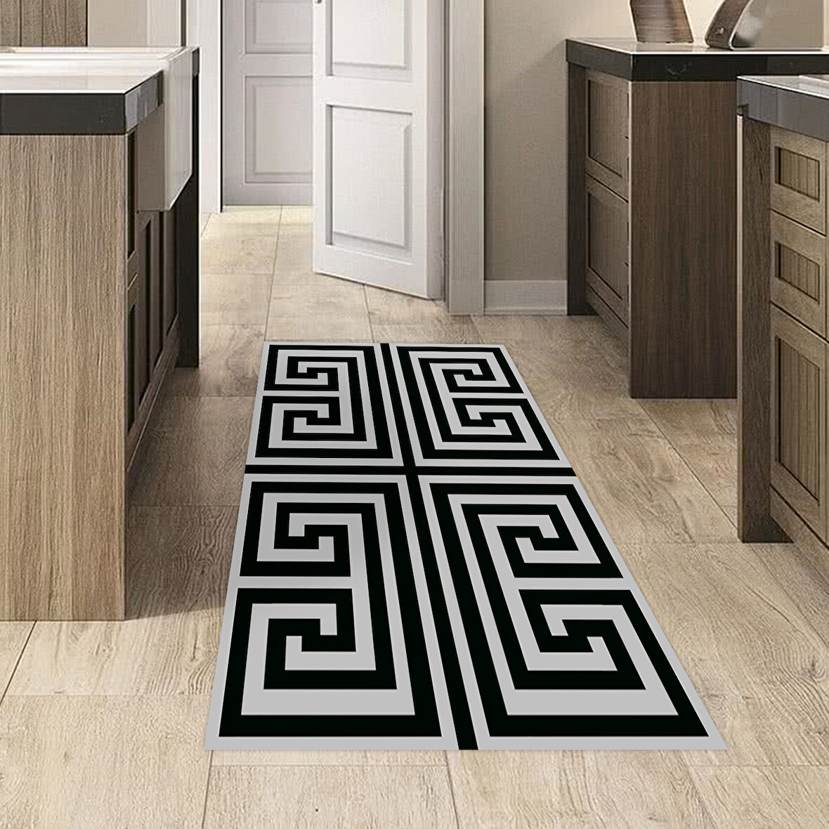 Dekoreko Kaymaz Taban Djt Mutfak Halısı Yıldız Deri Modern 658M