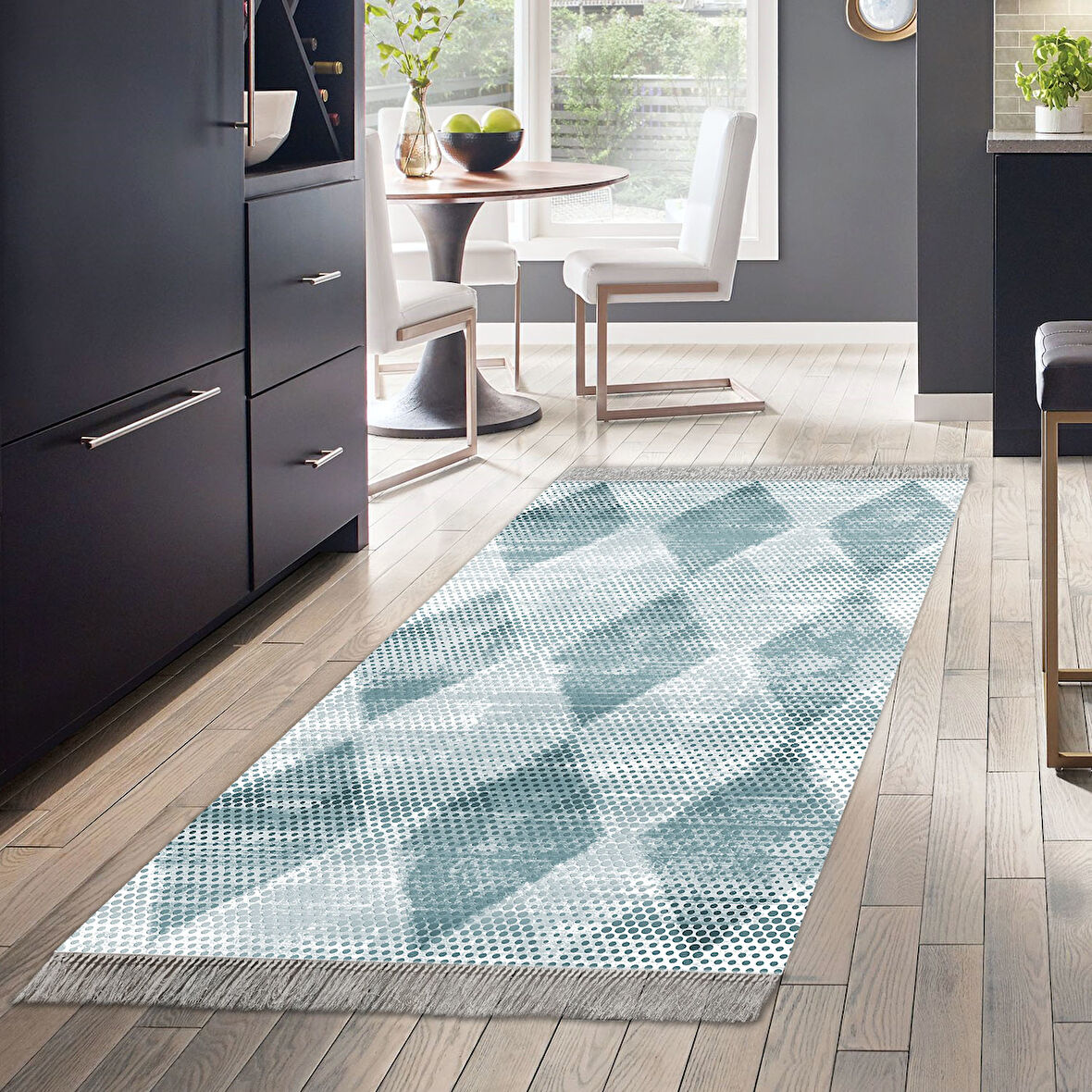 Dekoreko Kaymaz Taban Djt Mutfak Halısı Trend Saçaklı İskandinav F5131