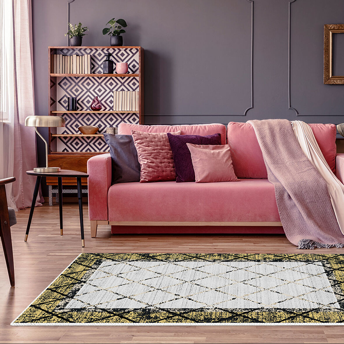 Dekoreko Kaymaz Taban Djt Salon Halısı Yıldız Deri Modern M5129