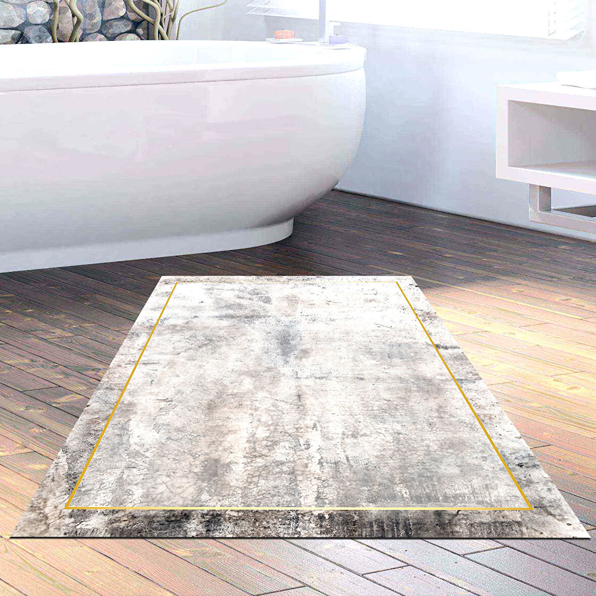 Dekoreko Kaymaz Taban Djt Banyo Halısı Yıldız Deri Modern M12271