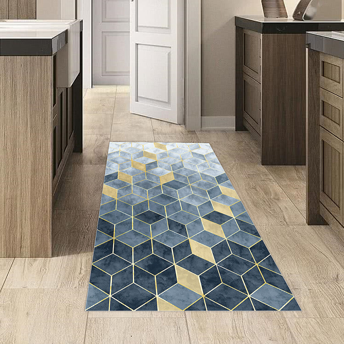 Dekoreko Kaymaz Taban Djt Mutfak Halısı Star Pamuk İskandinav 2146M