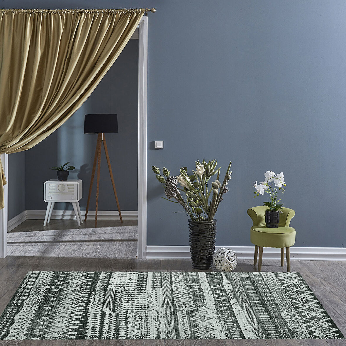 Dekoreko Kaymaz Taban Djt Salon Halısı Star Pamuk İskandinav F5080