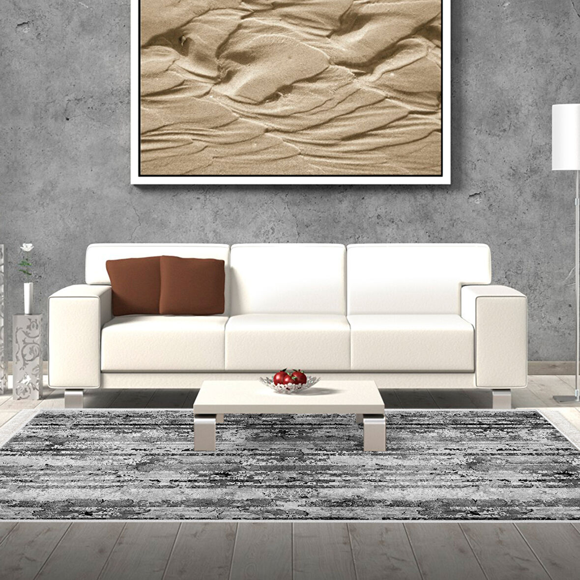 Dekoreko Kaymaz Taban Djt Salon Halısı Trend Saçaklı Modern Mu147