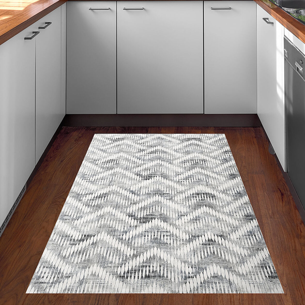 Dekoreko Kaymaz Taban Djt Mutfak Halısı Star Pamuk İskandinav F5124