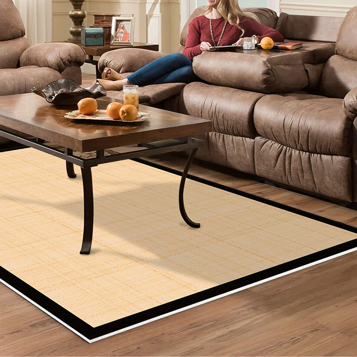 Alanur Home Kaymaz Taban Djt Banyo Mutfak Salon Halı Star Pamuk Dokuma Desen E5007