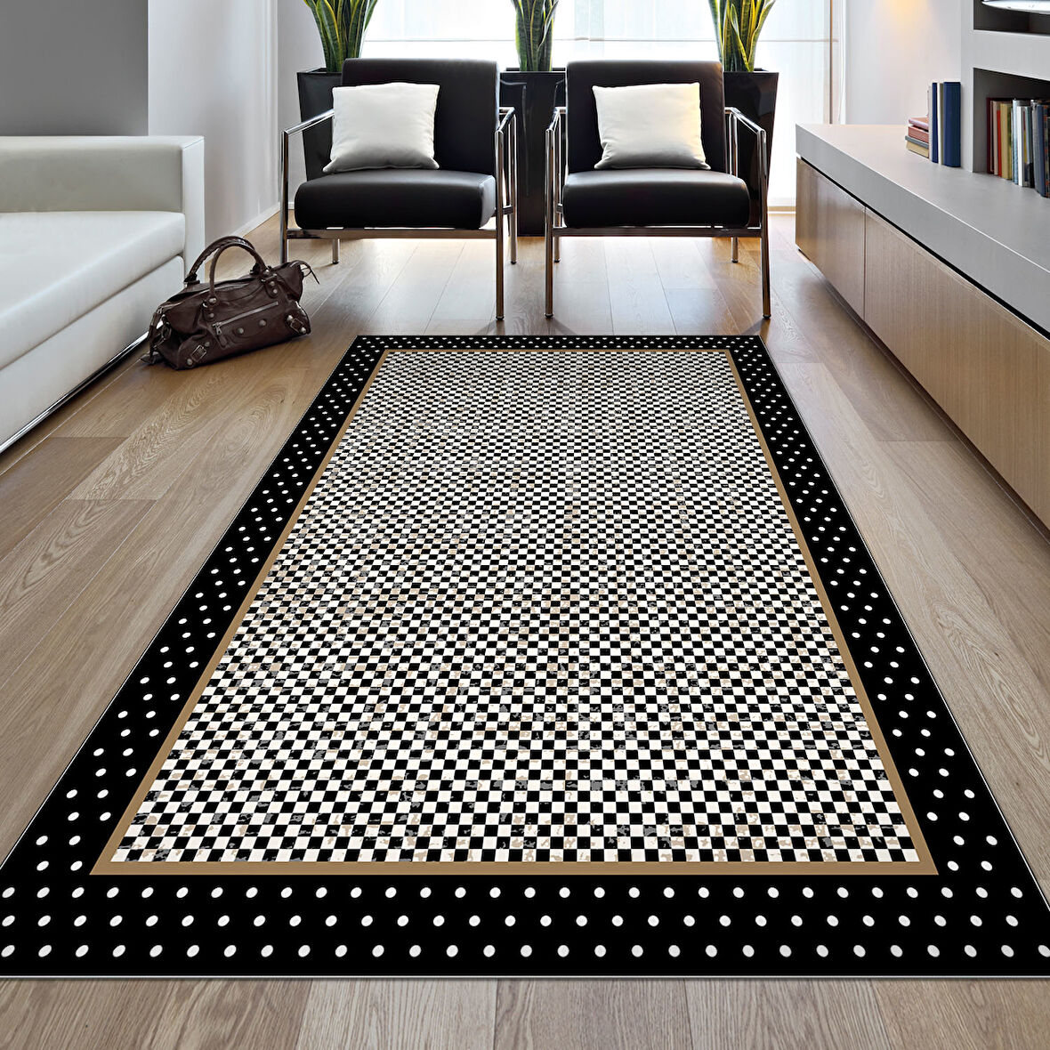 Dekoreko Kaymaz Taban Djt Salon Halısı Yıldız Deri Modern 604M