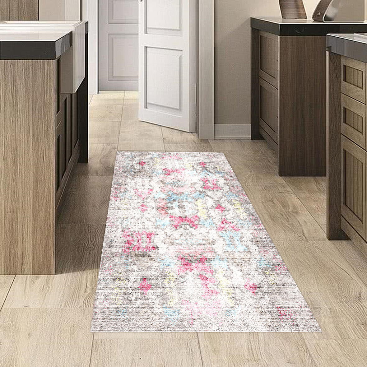Dekoreko Kaymaz Taban Djt Mutfak Halısı Yıldız Deri Modern F5138