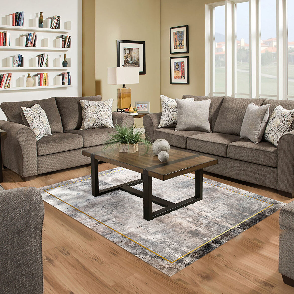 Dekoreko Kaymaz Taban Djt Salon Halısı Star Pamuk Modern M12271