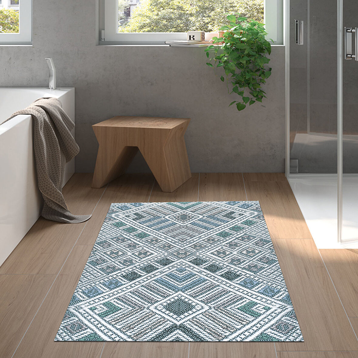 Dekoreko Kaymaz Taban Djt Banyo Halısı Trend Modern 2029