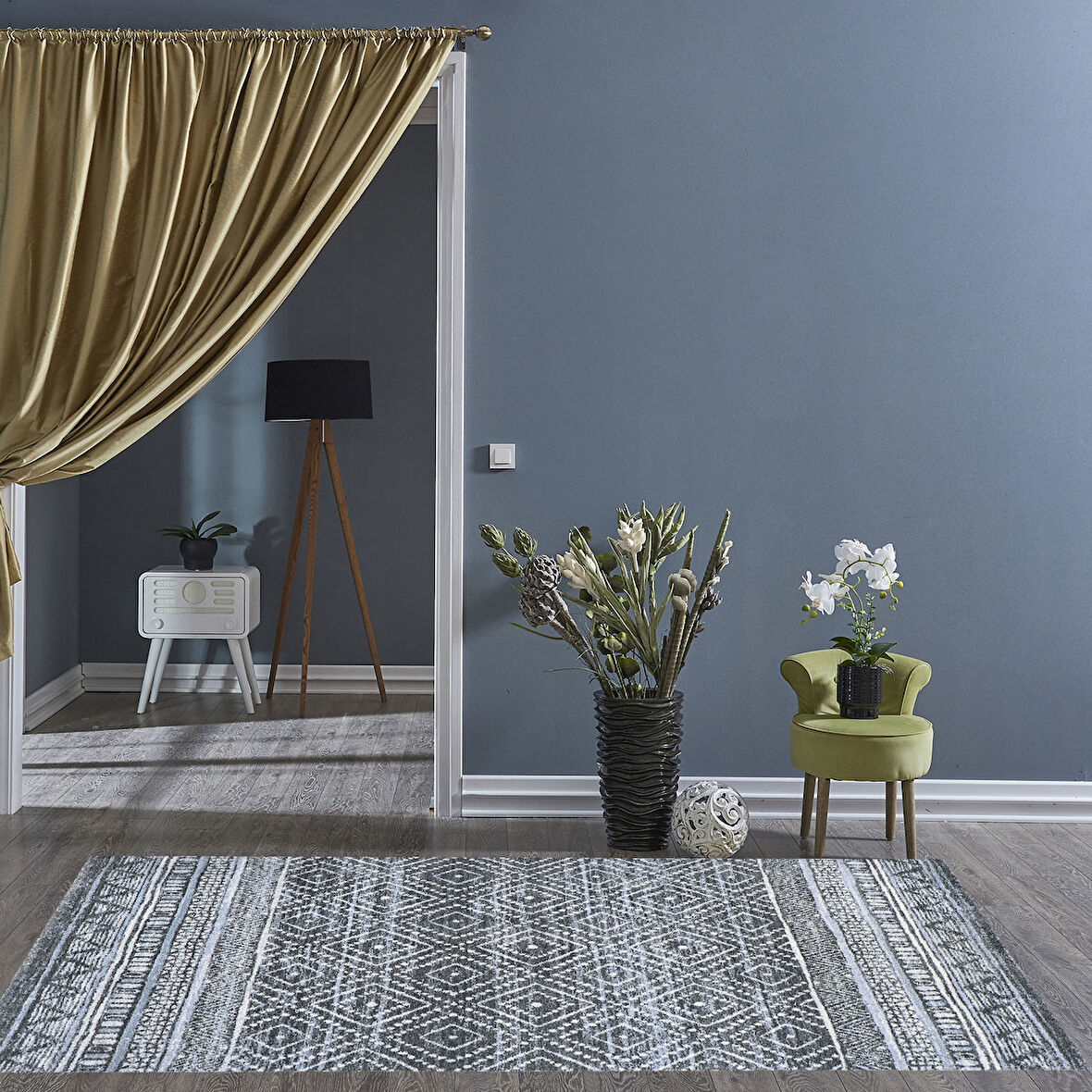 Dekoreko Kaymaz Taban Djt Salon Halısı Yıldız Deri İskandinav F5087