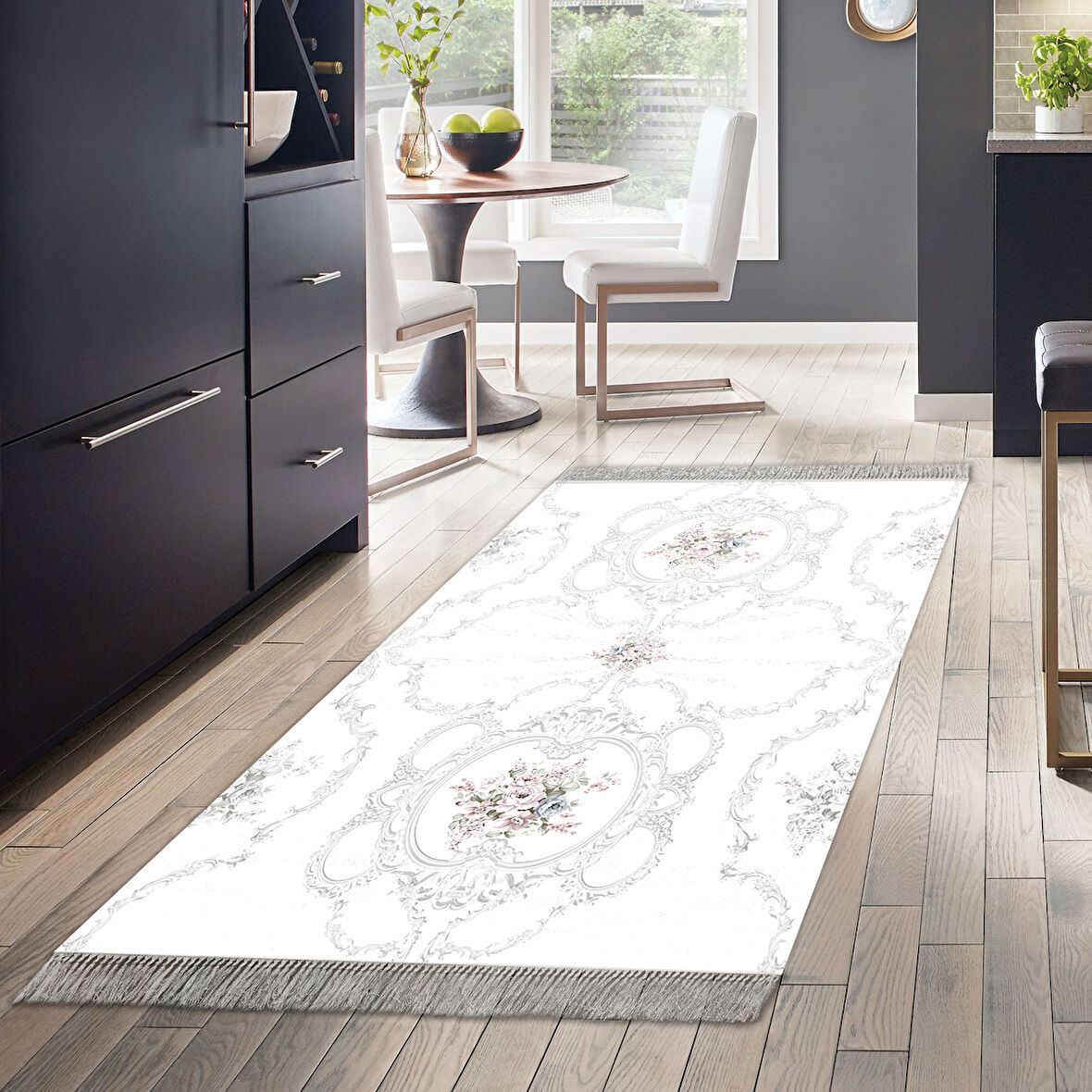 Dekoreko Kaymaz Taban Djt Mutfak Halısı Trend Saçaklı Modern 1494