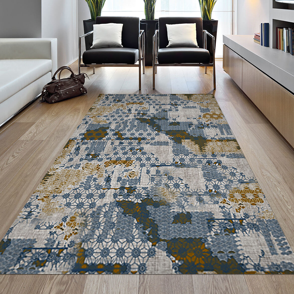 Dekoreko Kaymaz Taban Djt Salon Halısı Star Pamuk Modern M5015