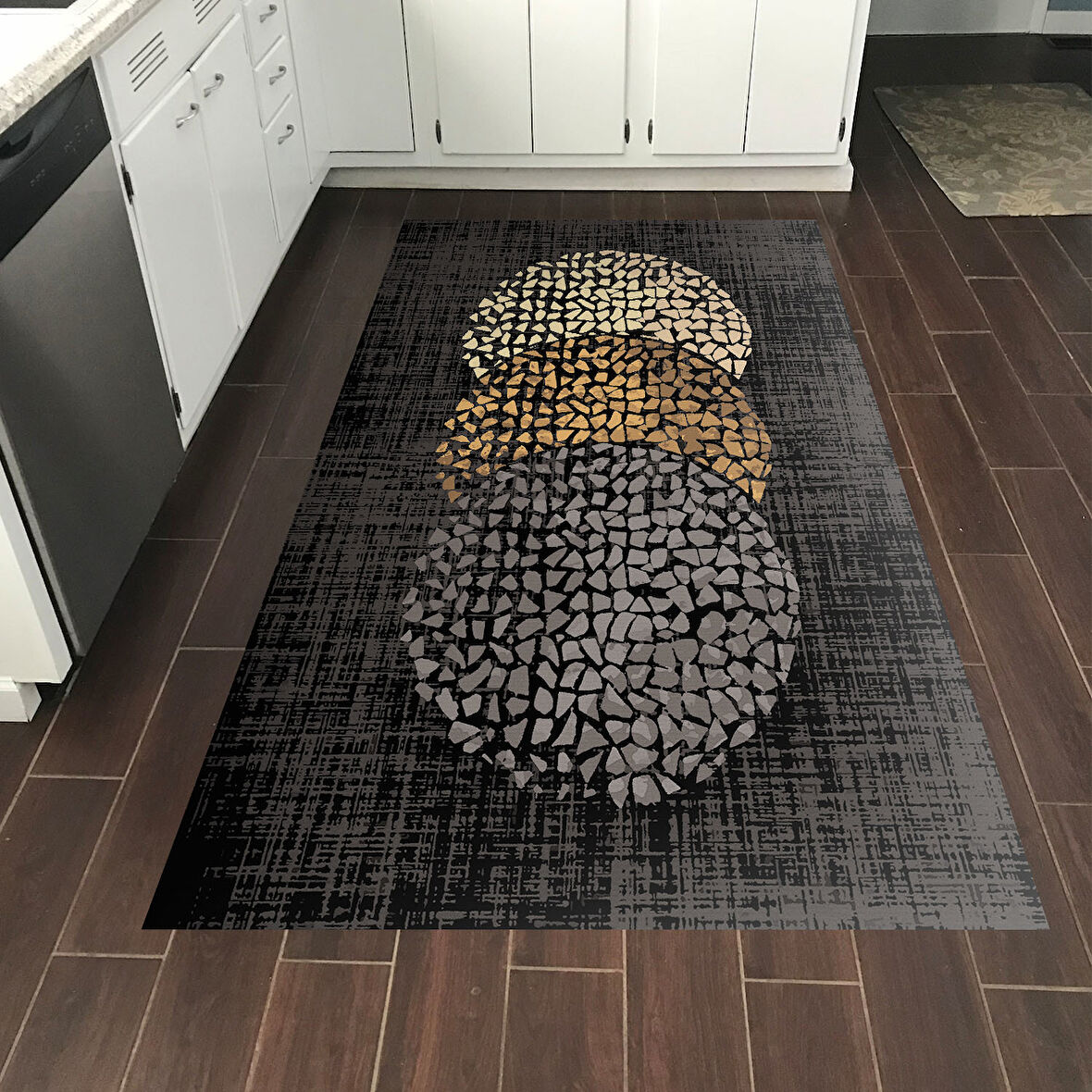 Dekoreko Kaymaz Taban Djt Mutfak Halısı Yıldız Deri Modern E4052