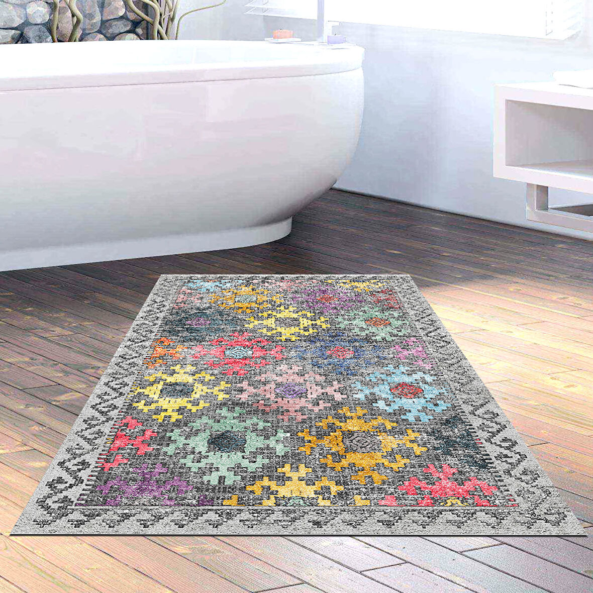 Dekoreko Kaymaz Taban Djt Banyo Halısı Trend İskandinav F5008