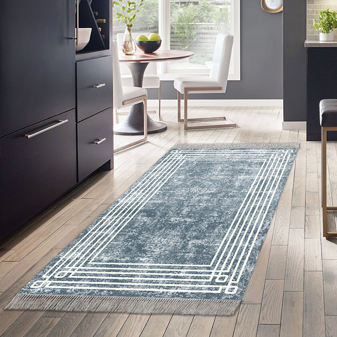 Dekoreko Kaymaz Taban Djt Mutfak Halısı Trend Saçaklı Modern M5142