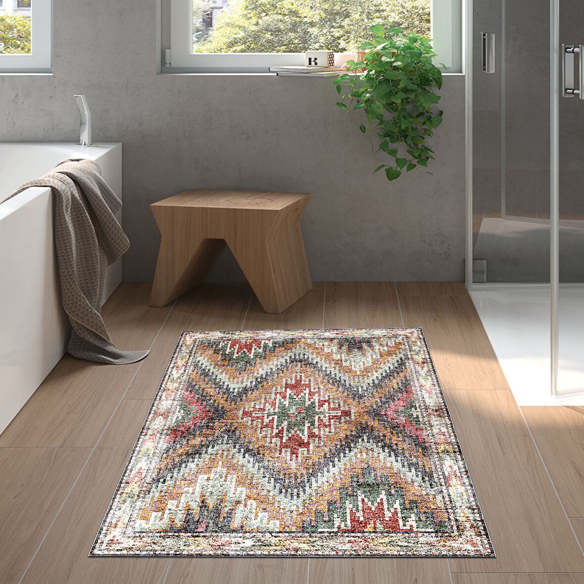 Dekoreko Kaymaz Taban Djt Banyo Halısı Trend İskandinav F5003