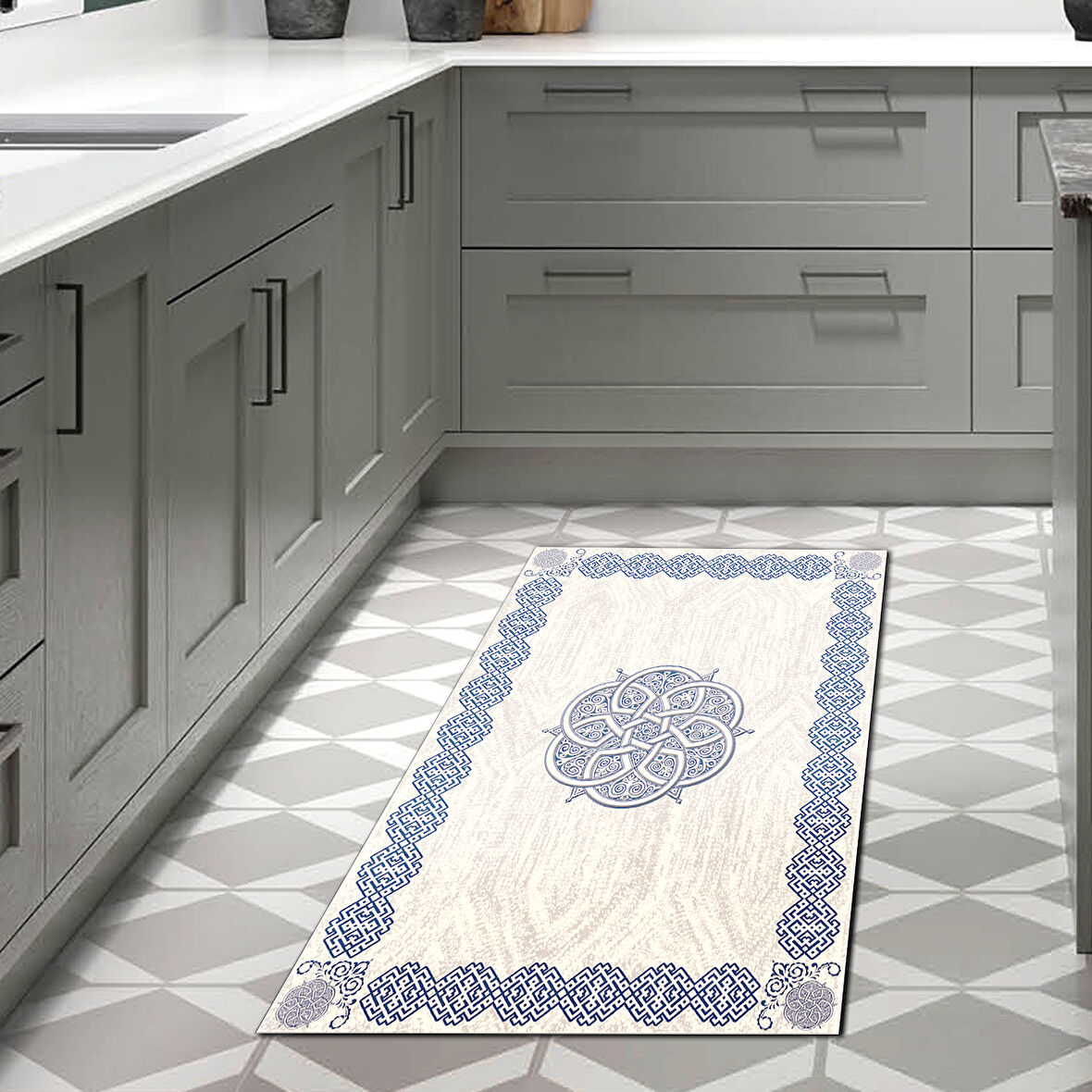 Dekoreko Kaymaz Taban Djt Mutfak Halısı Star Pamuk Modern 1319