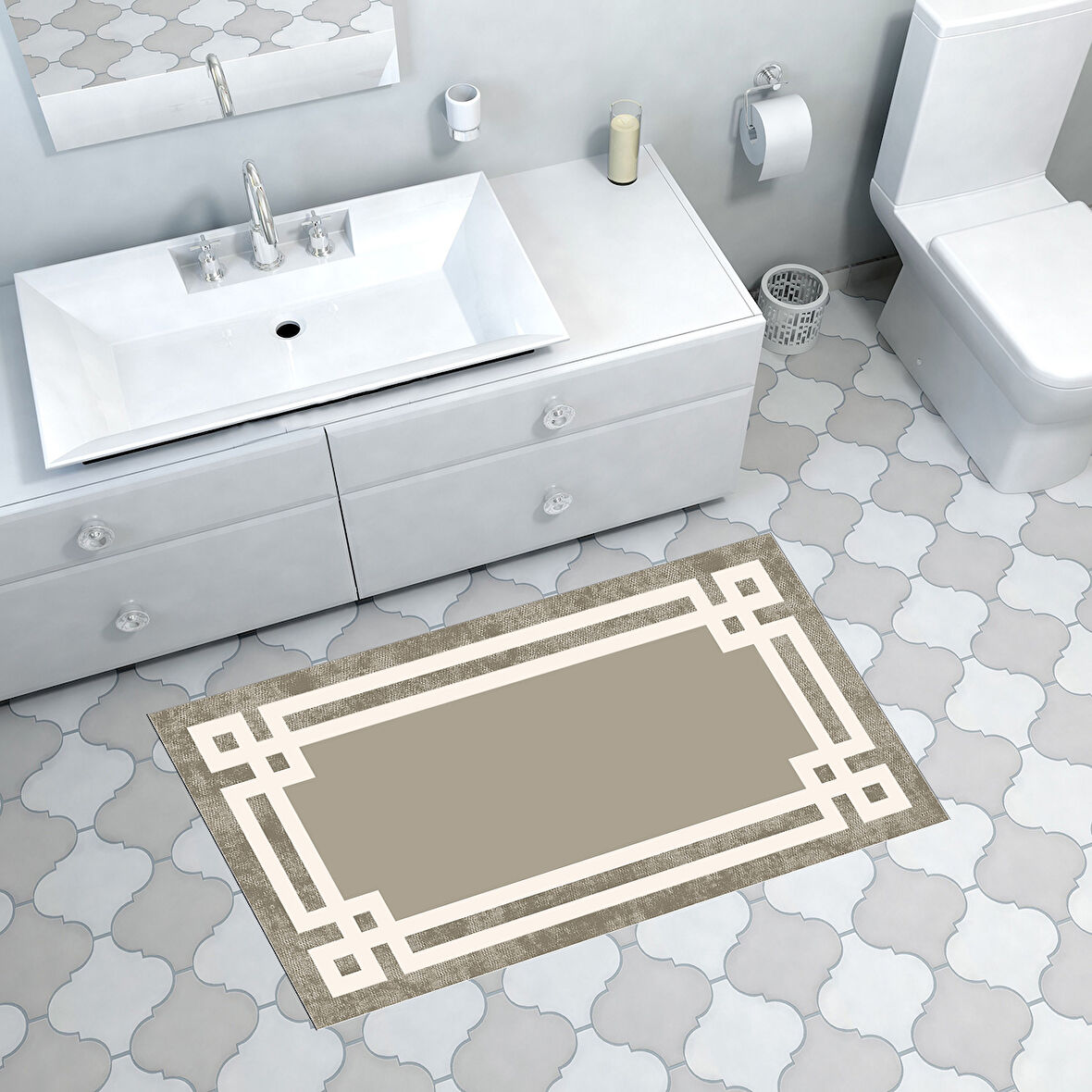 Dekoreko Kaymaz Taban Djt Banyo Halısı Trend Modern 657M