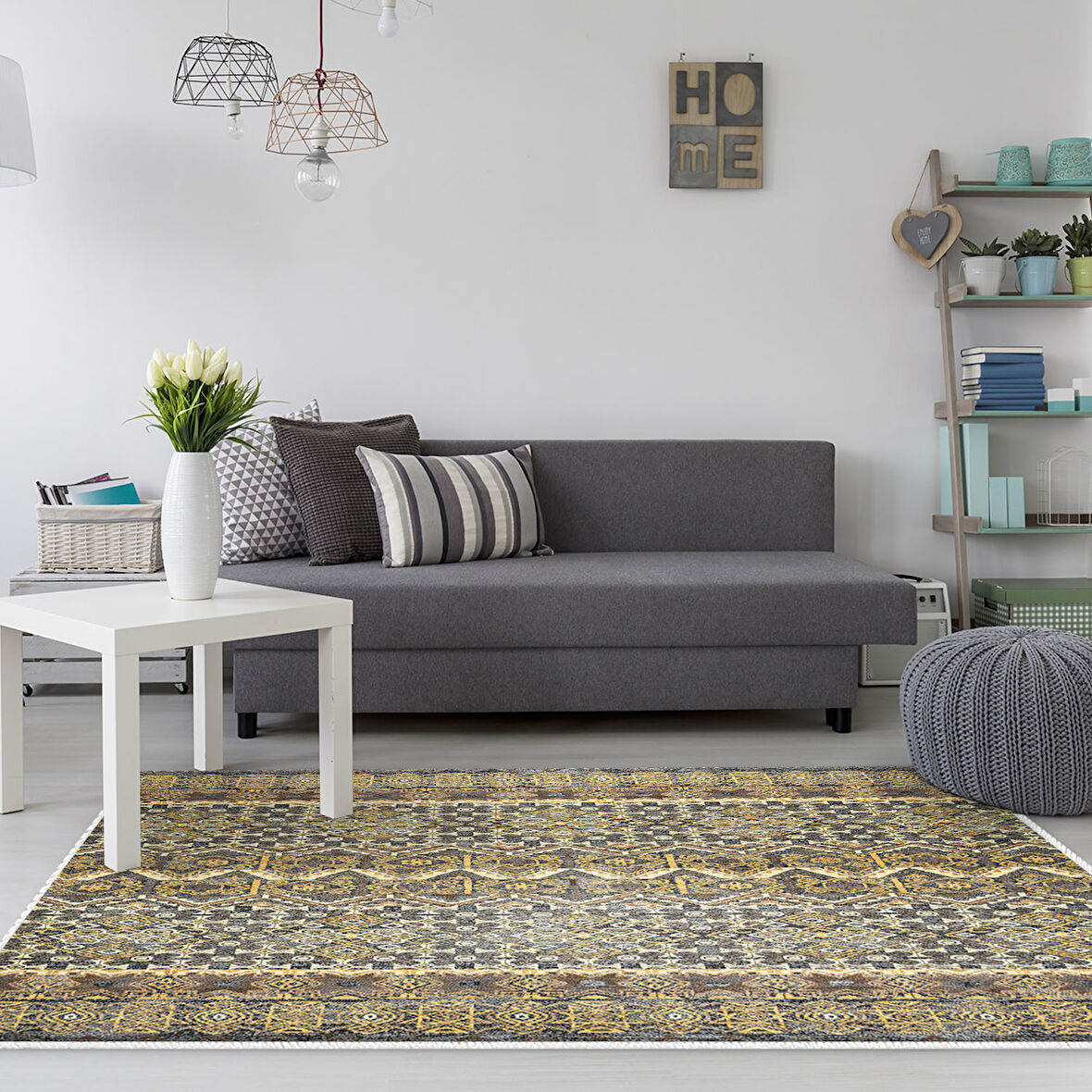 Dekoreko Kaymaz Taban Djt Salon Halısı Yıldız Deri İskandinav 1700