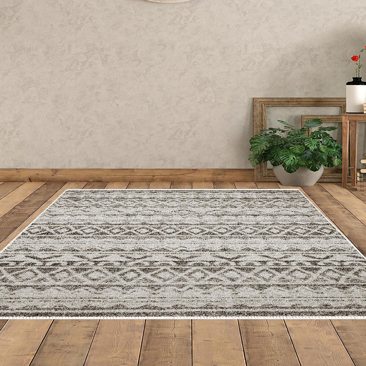 Dekoreko Kaymaz Taban Djt Salon Halısı Yıldız Deri İskandinav F5078